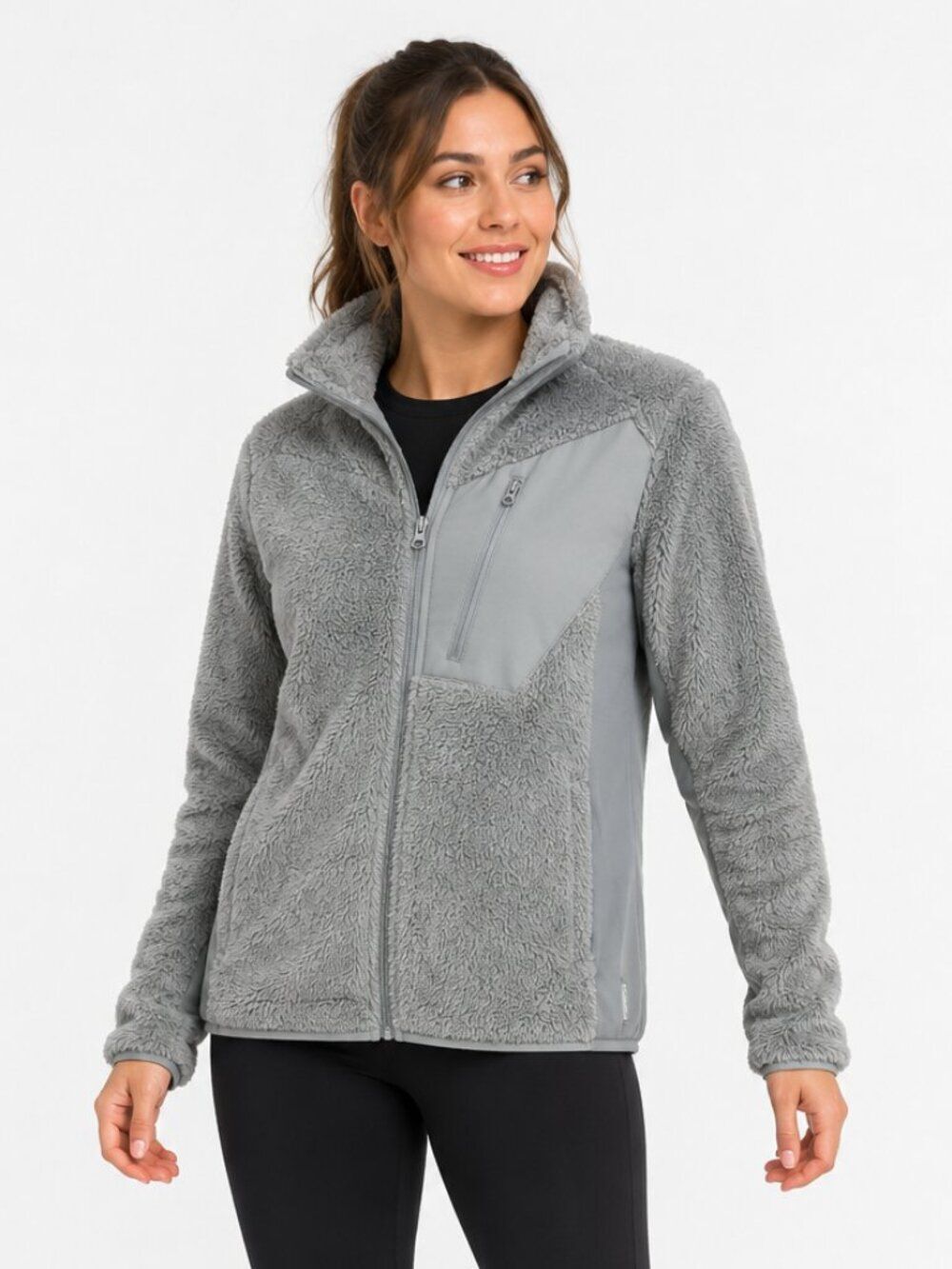 Columbia Gray High-Pile Fleece Full-Zip Jacket Women’s L